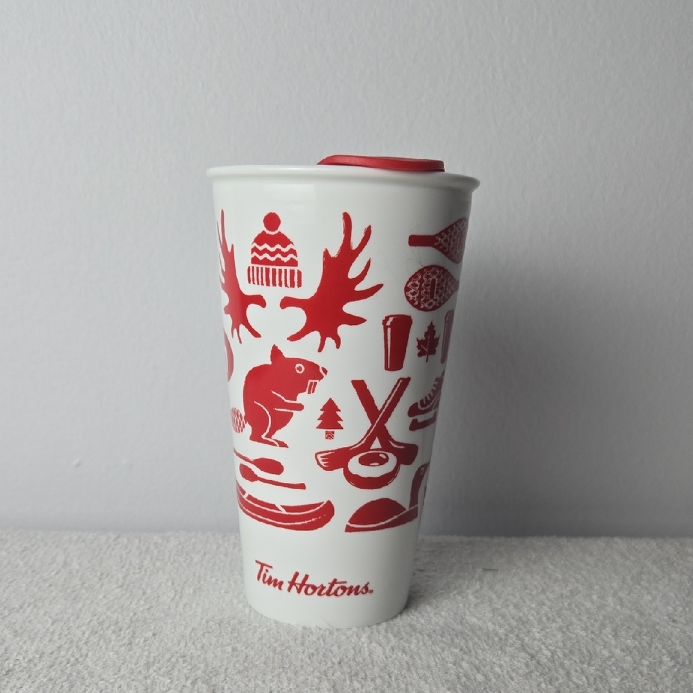 Tim Hortons Red and White Travel Mug